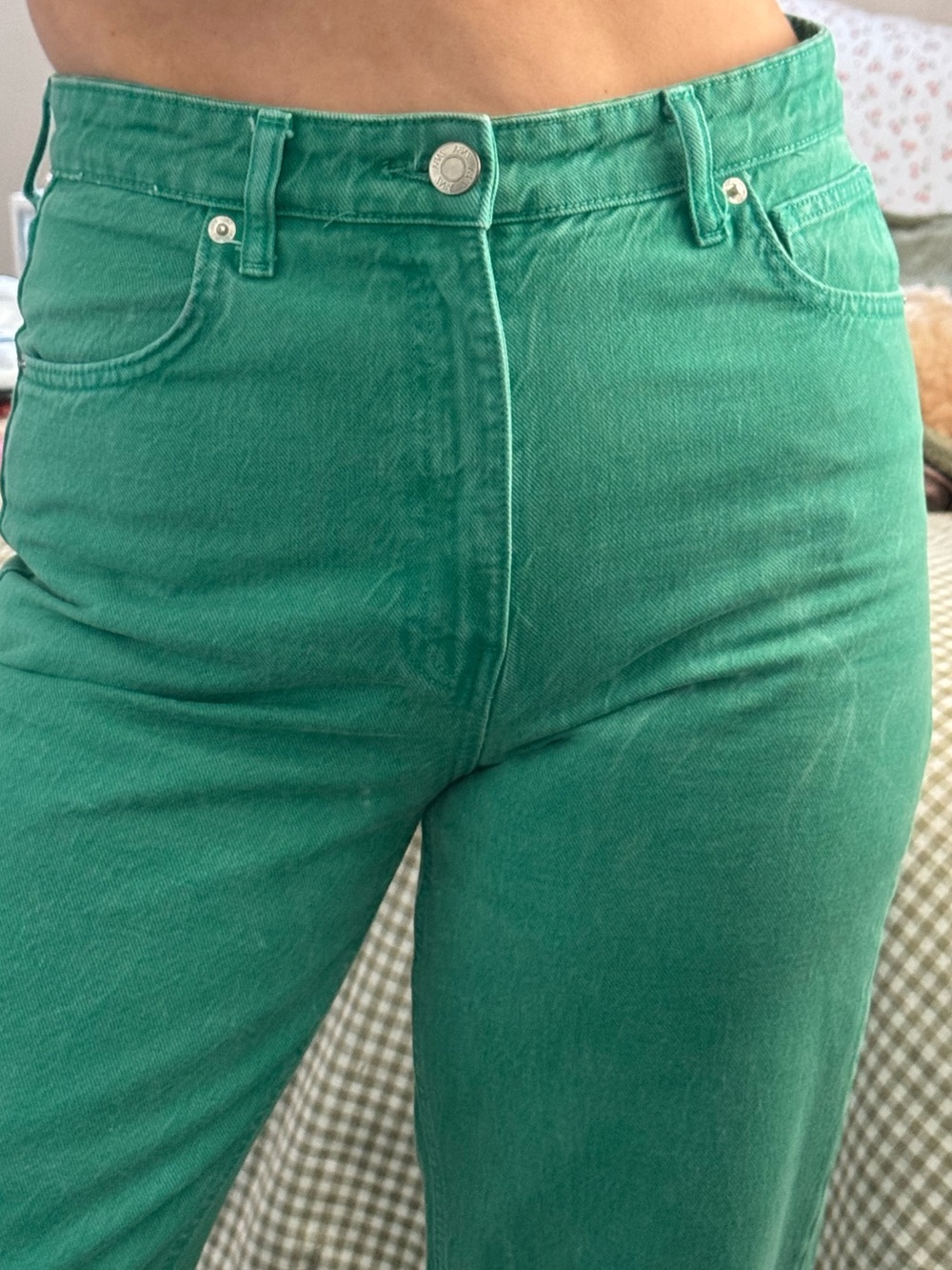 Zara Green High-Rise Wide Leg Jeans - Picture 3 of 5